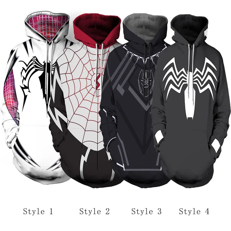 

Free shipping woman and man's Spider-Gwen Gwen Stacy hoodie Black Panther hoodie Venom Spiderman hoodie clothes JQ-2600
