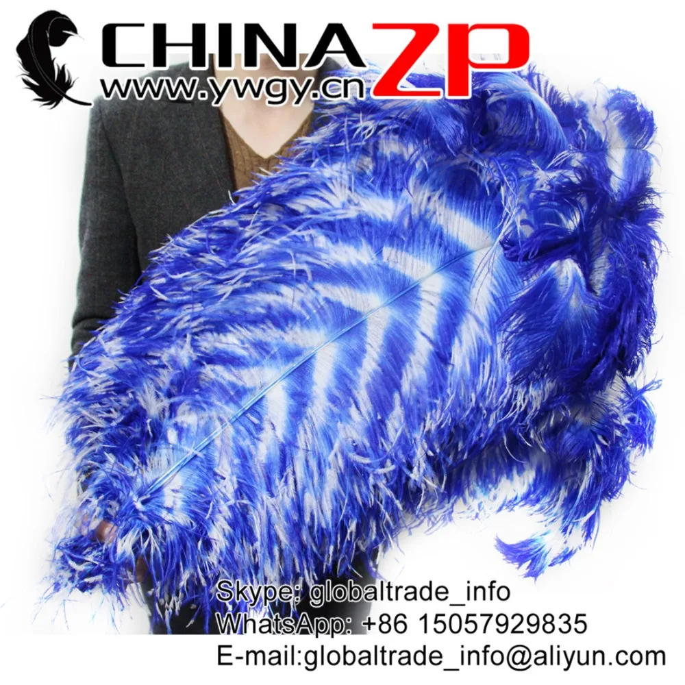 

CHINAZP Factory Size 70-75cm(28"-30") 50pcs/lot Selected Prime Quality Dyed Royal and White Ostrich Drab Feathers