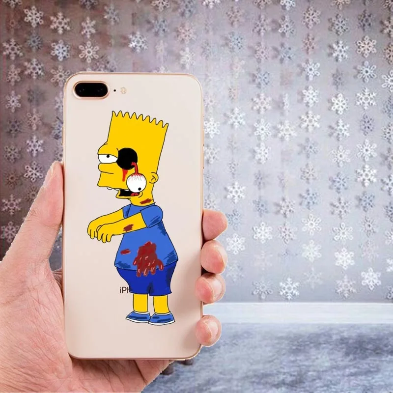 Мягкий чехол LISHE The Simpson из ТПУ для iPhone 11, 11Pro, 5, 5S, SE, 6, XS, Max, 7, 8 Plus, XR, забавный, прозрачный, высококачественный чехол