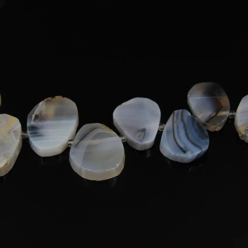 Striped Natural Landscape Brews Achate Slab Pear Beads,Top Drilled Graduated Raw Stones Teardrop Shape Beads Necklace,20pcs/str