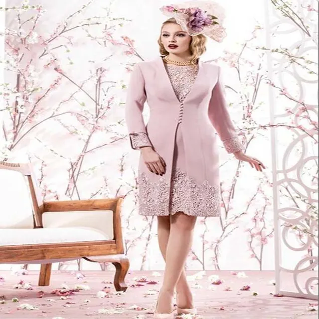 rosa madre de los vestidos de novia con vestido de cóctel de encaje