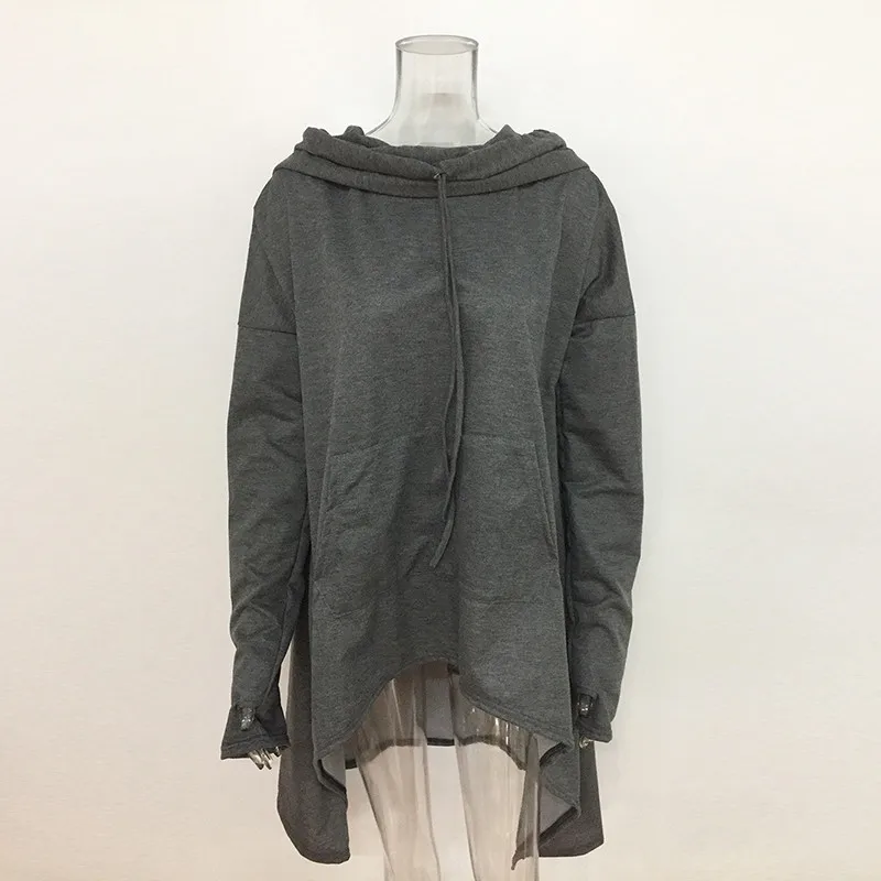 Plus Size S-5XL Solid Long Hooded Sweatshirt Women Long Sleeve Hoodies Pockets Asymmetrical Autumn Tops Sudadera Mujer Tracksuit15