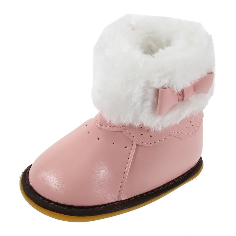 Новые детские зимние ботинки; детские ботинки; теплые зимние ботинки; нескользящая обувь для малышей - Цвет: Розовый