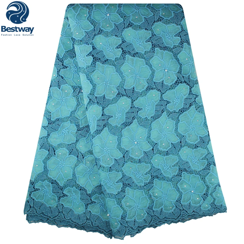

Bestway Guipure Cord Cupion Lace Fabric Embroidered Flower Stons Lace High Quality Material Cloths For Women's Dress Lace Fabric