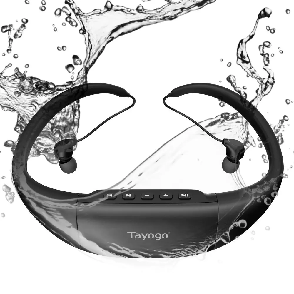 

Tayogo Bluetooth Waterproof MP3 Player Headphone with Pedometer radio FM Wireless bluetooth MP3 Music Player for Swimming Sports
