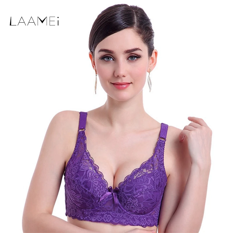 Laamei 34 Cup Bra Women Lace Bras Fashion Underwear Brassiere Sexy Lingerie Intimates Push Up Bra Plus Size Underwire Bralette
