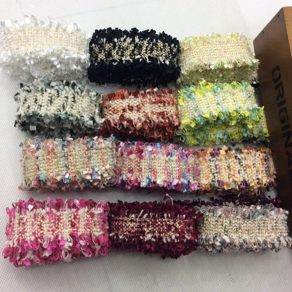 5yards/lot tweed webbing 3cm wide classic ribbon with sequins in