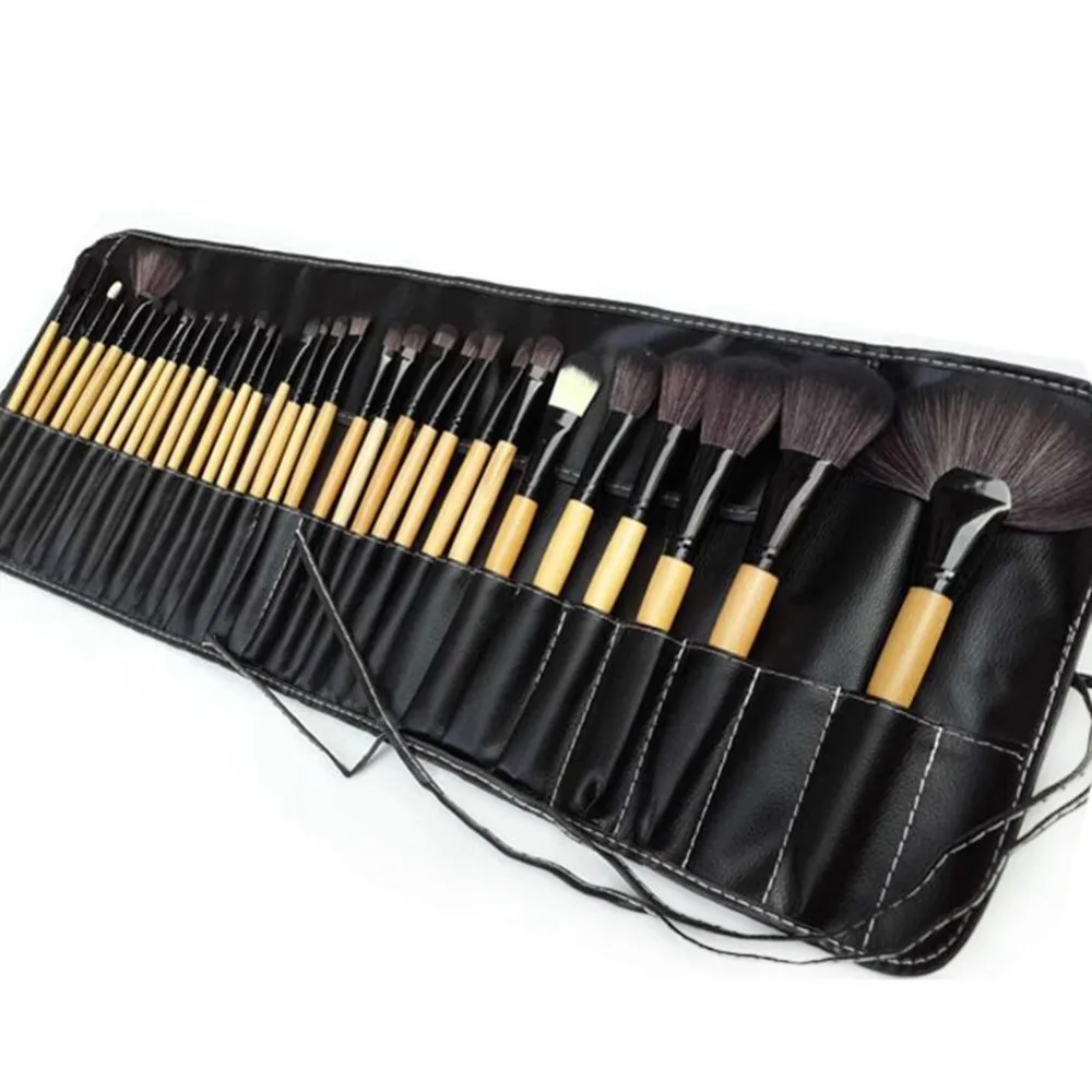 

New Promotion 32 PCS Pro Makeup Cosmetic Brushes Wood Brushes Kit Brush Set In Pouch Case