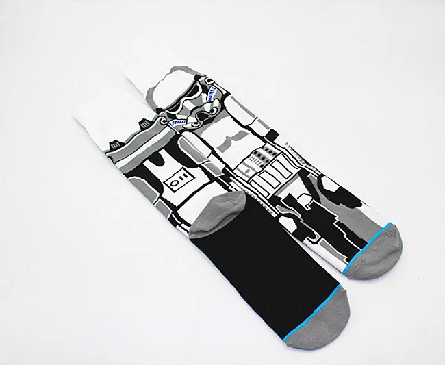 Высокое качество, Новое поступление, Повседневные Носки с рисунком «Звездные войны» мужские носки с героями мультфильмов из чистого хлопка белые носки с изображением самурая и робота