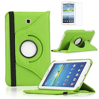 

Case For Funda Samsung Galaxy Tab 3 7" SM-T210 T211 P3200 P3210 Cover 360 Rotation Flip Pu Leather Capa Tab3 7.0inch T210 Glass