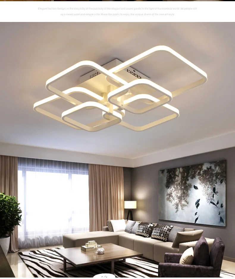 Акриловый квадратный современный светодиодный светильник для столовой гостиной потолочная лампа с дистанционным управлением светодиодный плафон люстра светильник