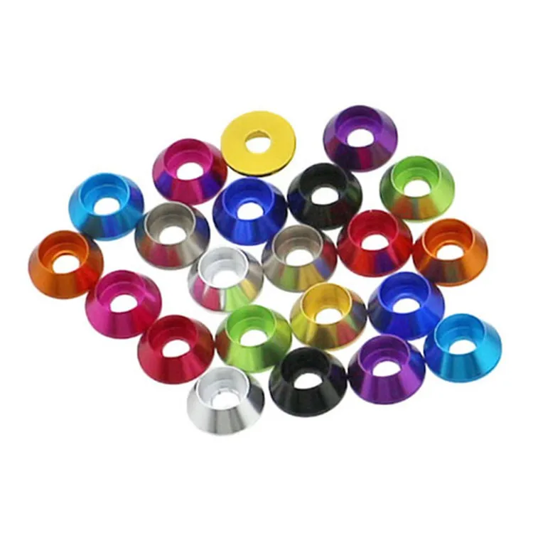 M2 M2.5 M3 M4 Aluminum Cup Head Screw Bolt Cone Meson Washers Gasket 11 COLORS 