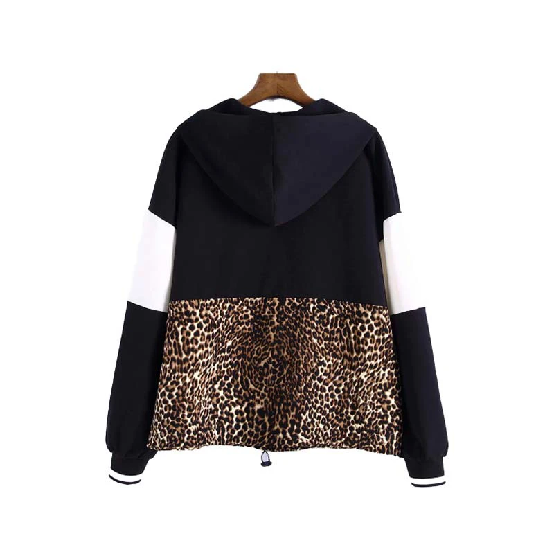 Women-s Fashion Patchwork Short Jackets Ladies Hooded Leopard Active Wear Woman Coats Girls Animal Print Running Outerwear Sets Women-s Fashion Patchwork Short Jackets Ladies Hooded Leopard Active Wear Woman Coats Girls Animal Print Running Outerwear Sets