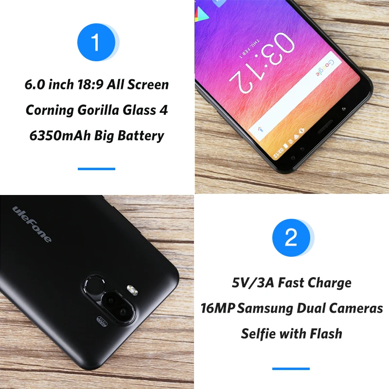 Ulefone power 3S 6," 18:9 FHD+ Android 7,1 мобильный телефон MTK6763 Восьмиядерный 4 Гб+ 64 Гб 16 МП 4 камера 6350 мАч Face ID 4G смартфон