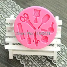 Makeup Mirror Tool Comb Hair Dryer Cooking Tools Silicone Fondant Gum Paste Mold Cake Decorating Clay Resin Candy Fimo A391