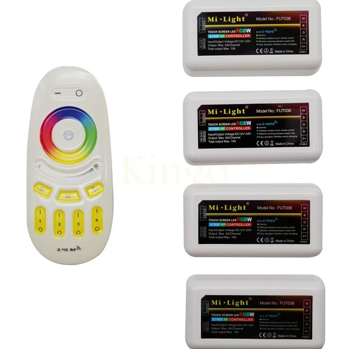 

Free shipping Remote+4x RGBW LED Controller group control 2.4Ghz 4-Zone Wireless RF Touch remote For RGBW 5050 3528 Led Strip
