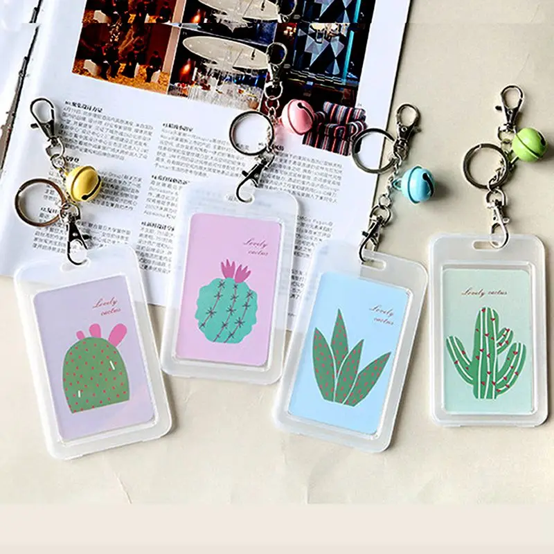 

Cute Plant Cactus Bank Credit ID Card Holder Cover Women Men Travel Bank Bus Credit Card Card Holder Keyring Key Wallet Chain