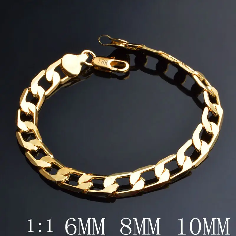 

New high quality noble 6mm 8mm 10mm yellow bracelet fashion jewelry gift men's fine jewelry bracelet