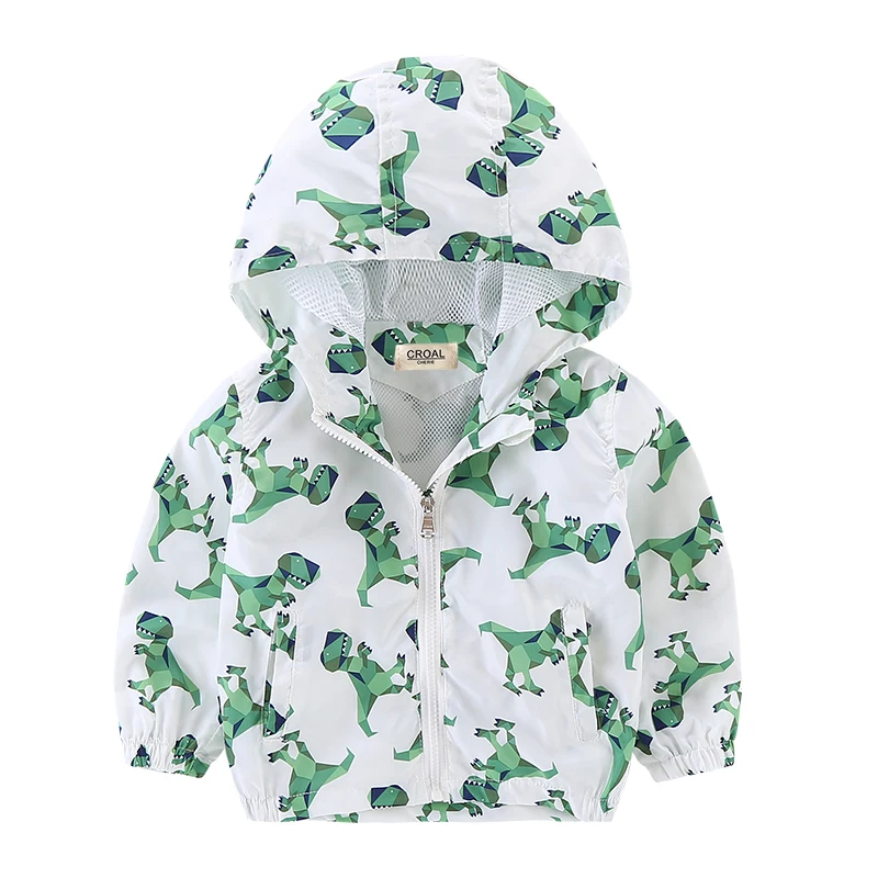 CROAL CHERIE 90-130cm Dinosaur Printing Kids Boys Jacket Navy Windproof Spring Autumn Outerwear & Coats Children Clothes (3)