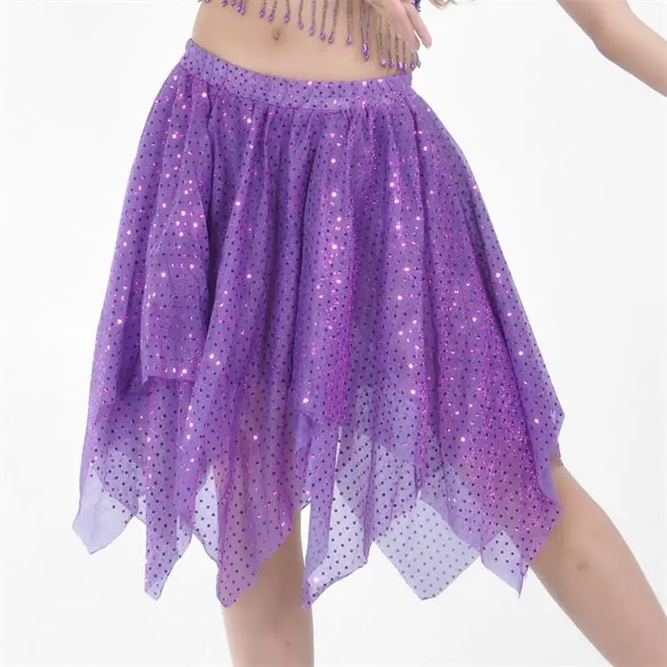 Этнический танец живота, набедренный пояс-шарф, пояс для танца живота, юбка для женщин, сексуальное платье для танца живота, платье с блестками - Цвет: Purple