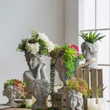 Ретро Художественный цементный портрет настенная скульптура цветочный горшок креативный сад открытый сад Выращивание почвы в горшках Декор