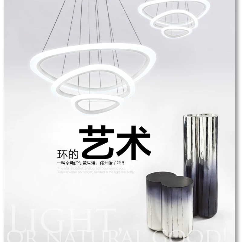

Modern pendant lights for living room dining room 3/2/1 Circle Rings acrylic aluminum body LED Lighting ceiling Lamps fixtures