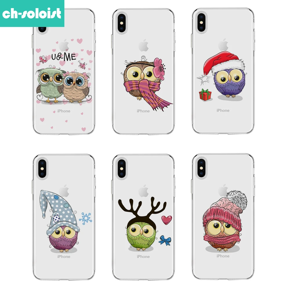 

lovely owl Transparent TPU Silicone Case For iPhone XS MAX XR 5 6 7 6S Plus Protect Rubber Phone Case For iPhone 8 7 Plus