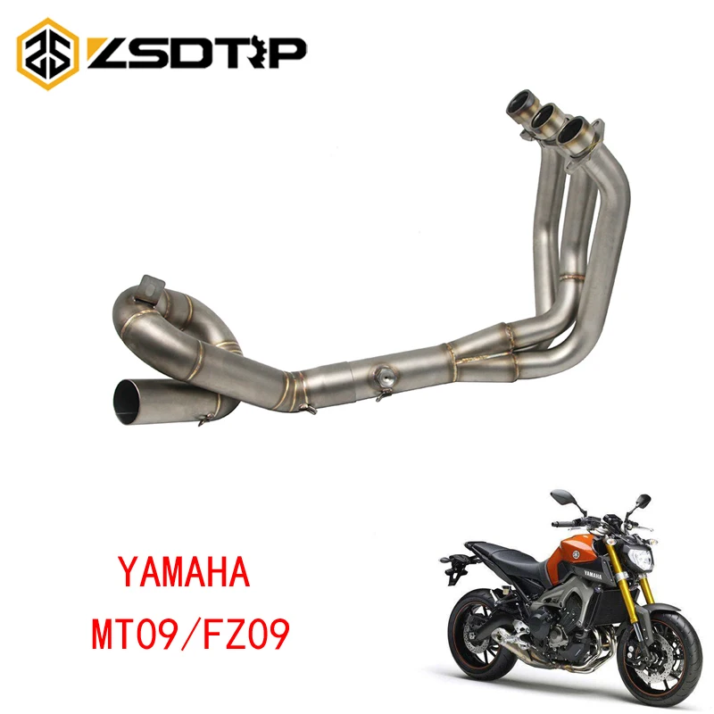

ZSDTRP 51mm Motorcycle Exhaust Middle Pipe Full System Link Pipe Connector For Yamaha MT09/FZ09 2013-2017 With Sensor