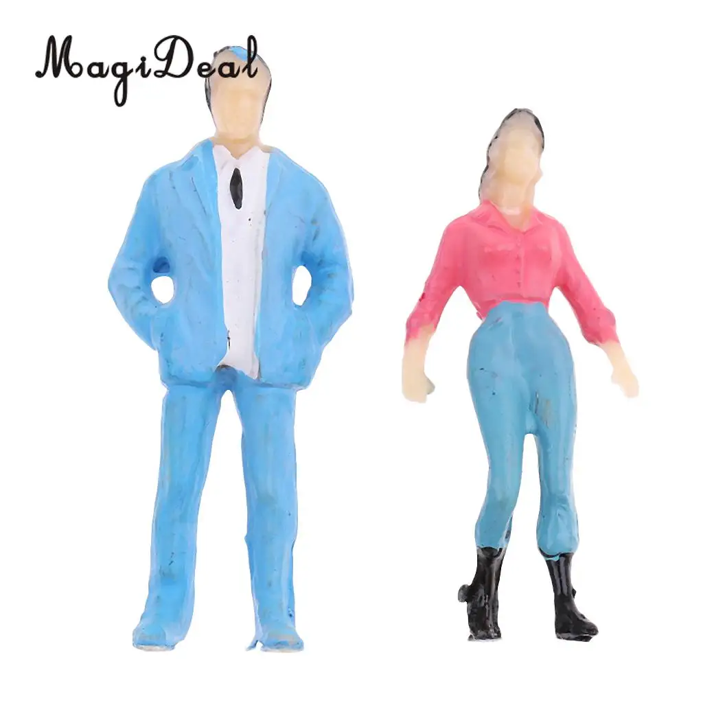 MagiDeal 1Set 1/50 Scale Train Railway Park Street Building Passenger People Figures Model HO Painted for Layout Landscape Scene