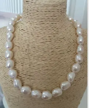 

elegant 11-12mm south sea baroque white pearl necklace 18inch 925 silver
