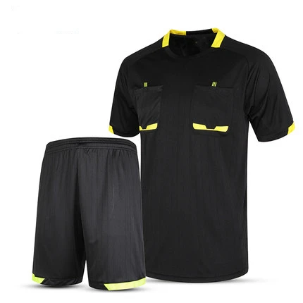Survetement футбол Профессиональная мужская футбольная рефери форма тайский серебряный для футбольных судей Джерси комплекты(рубашка с карманом и футбольные костюмы - Цвет: 8003 black