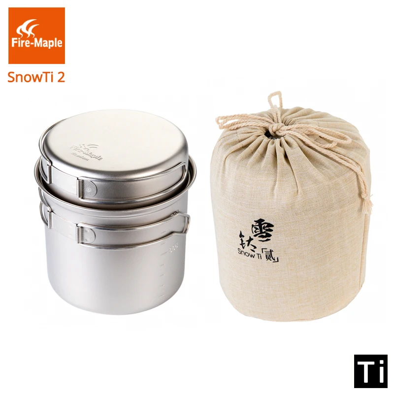 

Fire Maple Dinner Box Outdoor Camping Chef Portable Snow Titanium 0.9L Pot and Frying Pan Ultra-Light Camping Pots Set FMC-ST2