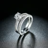 Fashion Solid 100% 925 Sterling Silver Wedding Bridal Set Luxury Jewelry Princess Cubic Zirconia Egagement Ring Set For Women 5