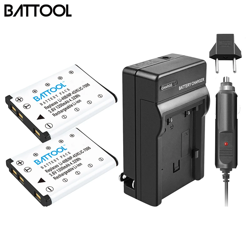 

BATTOOL NP-45 NP 45 1200mAh Li-ion 2 Battery + Charger for Olympus 820 830 Digital Li-40B Li-42B EN-EL10 NP-45 JX355 JX370