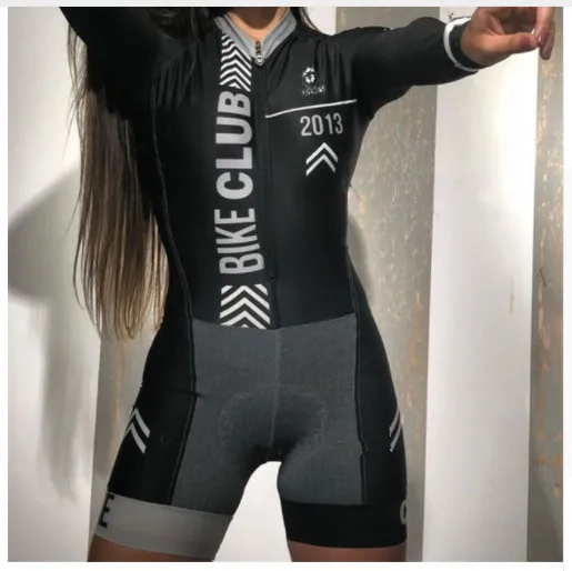 Pro Team триатлон костюм женский с длинным рукавом Велоспорт Джерси Skinsuit комбинезон Майо Велоспорт Ropa ciclismo набор гель 043 - Цвет: set