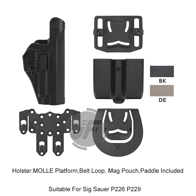 

Tactical Serpa Level 2 Auto Lock Duty Right Hand Pistol Holster w/ MOLLE Platform & Magazine Pouch for Sig Sauer P226 P229