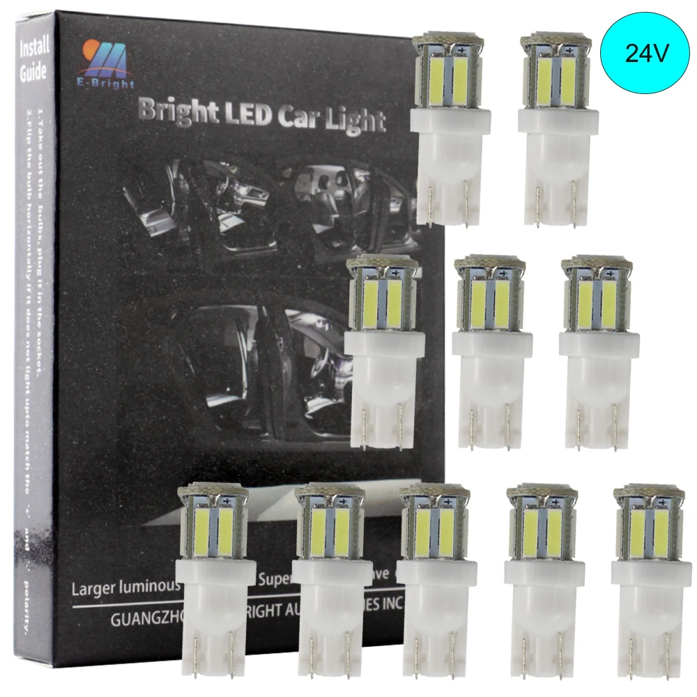 YM E-Bright 24 В 10 шт. T10 7014 SMD 194 168 W5W светодиодный ная лампа габарисветильник свет для