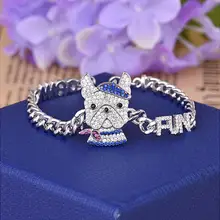 Стразы с кристаллами, темно-синий милый браслет с собачкой, Женские аксессуары, ювелирные изделия