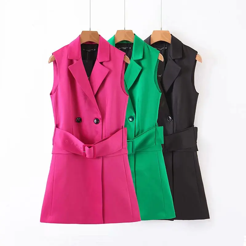 Женская мода ярких цветов Двубортный повседневный тонкий жилет Блейзер офисные женские мужские костюмы пояса костюмы шикарное пальто CT227