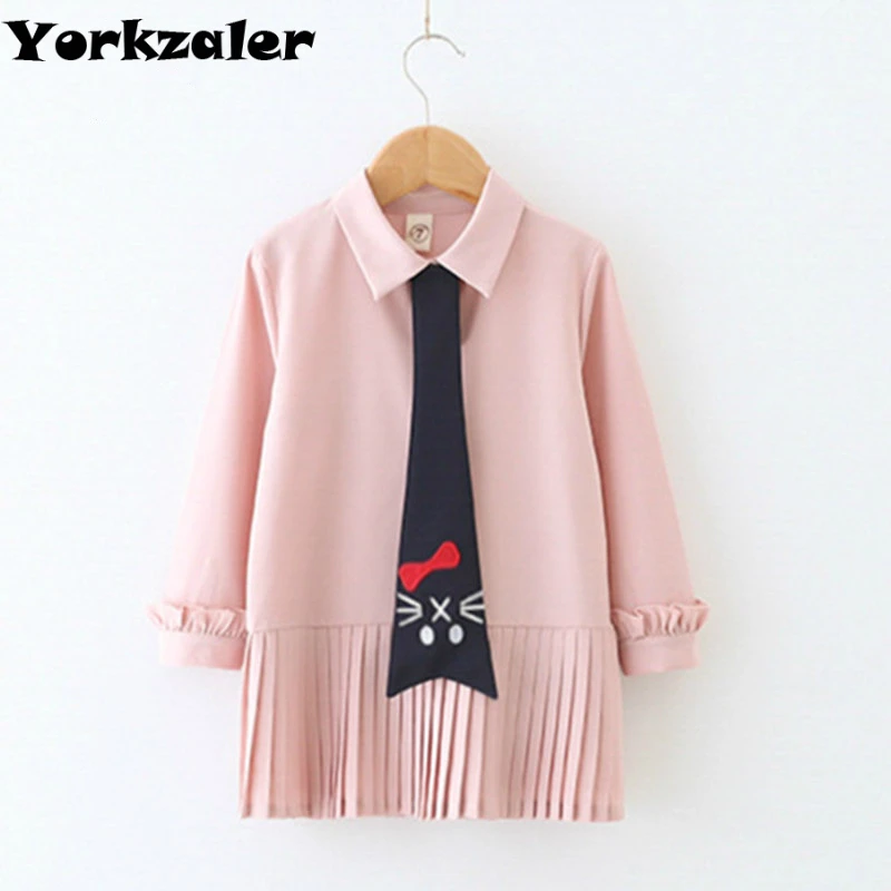 

Girl's Dress Long Sleeve Fashion Cute Dress with Tie Spring Fall Dress for Kids Clothing Children Clothes Drop Shipping