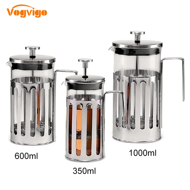 VOGVIGO 2018 New French Presses Vertical Lines Coffee Pot Coffee Maker