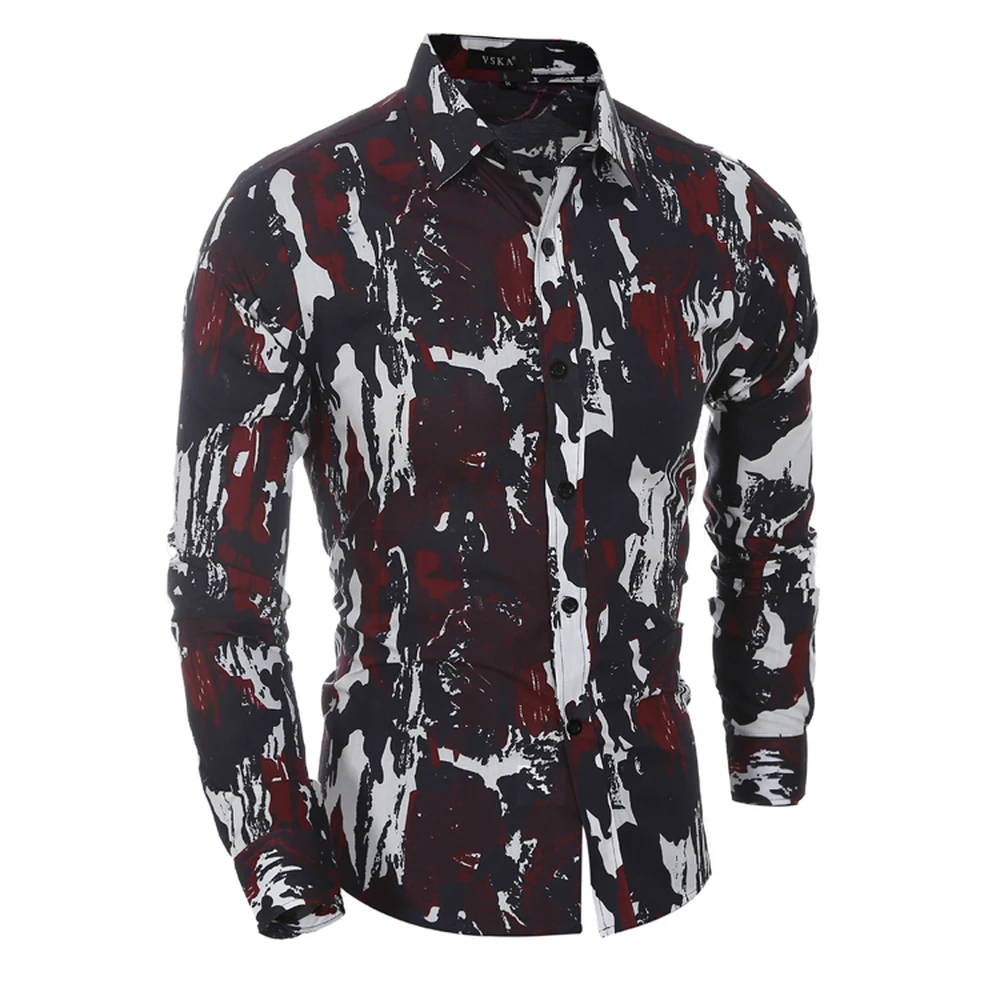 

Men Fashion Nice New Classic Shirt Camouflage Jungle Outdoor Series Male Casual Slim Long Sleeve Floral Print Shirt Clothing