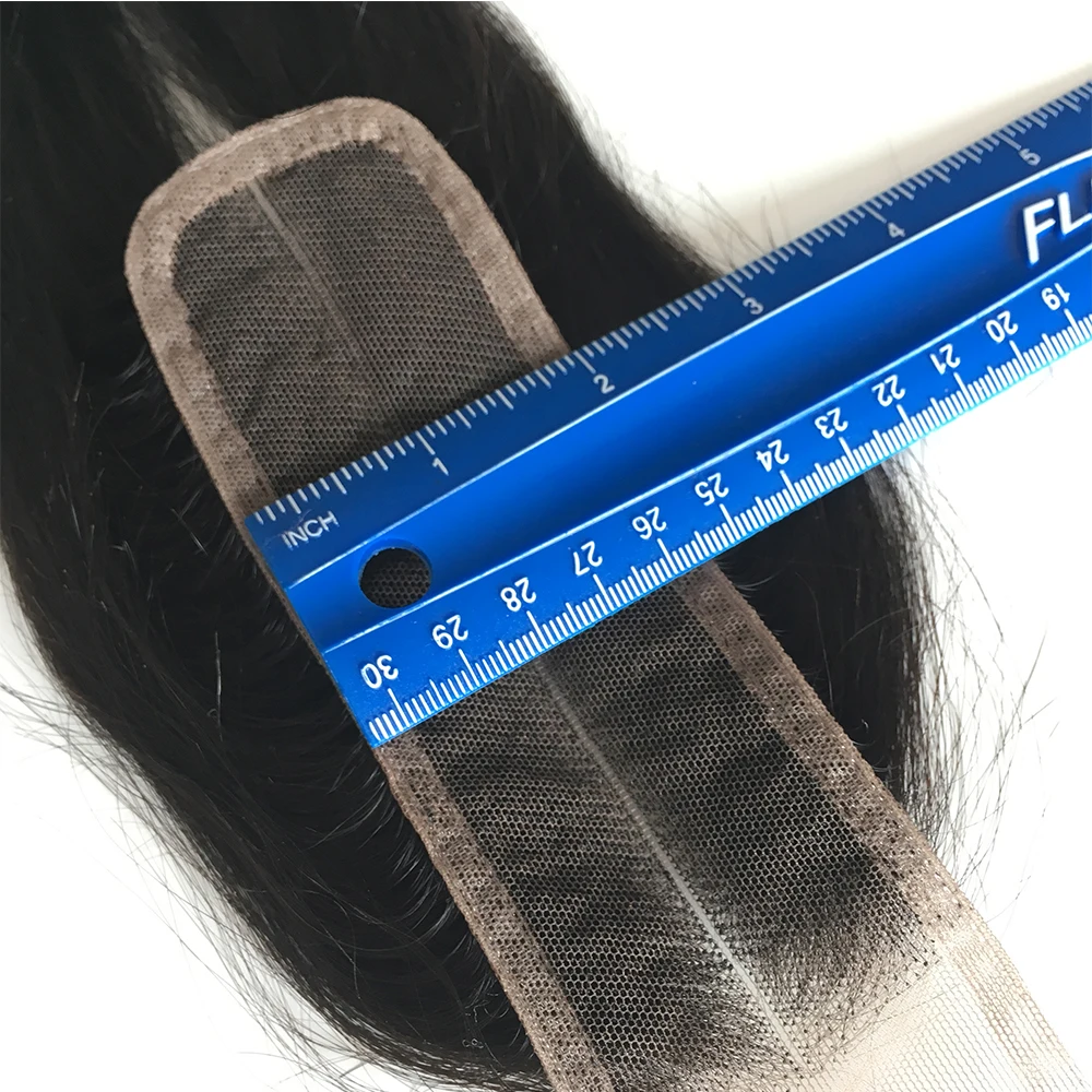 Аманда Ким К бразильские прямые волосы на шнуровке 2*6 дюймов с детскими волосами человеческие волосы швейцарское кружево средняя часть remy 1 шт