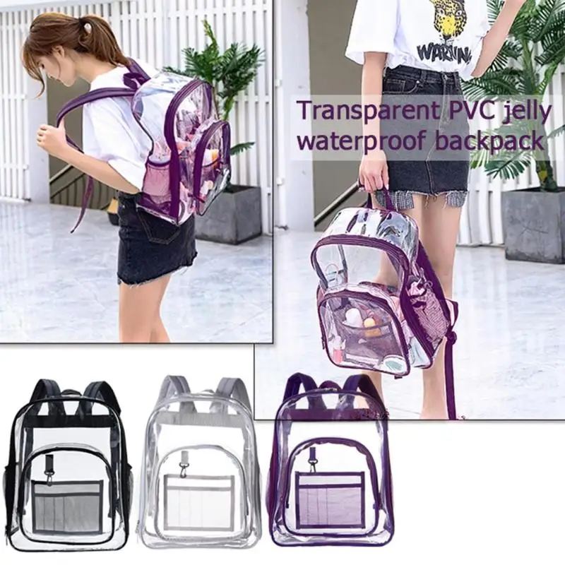 

Waterproof PVC Transparent Women Backpack Home Organizer Large Storage Bags Kids Travel Backpack Mummy Bag Diaper Bag Backpack