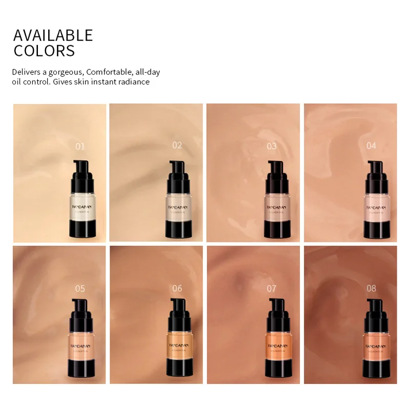 

Face Makeup Concealer Liquid Foundation Matte Oil Control Easy to Wear Long Lasting Waterproof Face Make Up Liquid Foundation