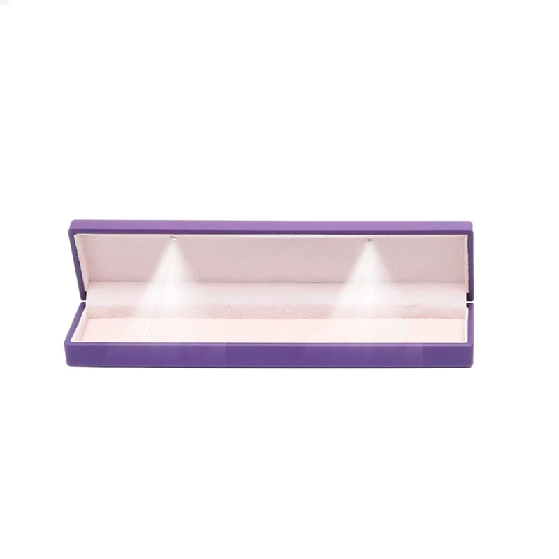 Светодиодный бархатные длинные Коробки Цепочки и ожерелья Padent Подарочная коробка свадебные украшения Дисплей чехол Лидер продаж - Цвет: Purple