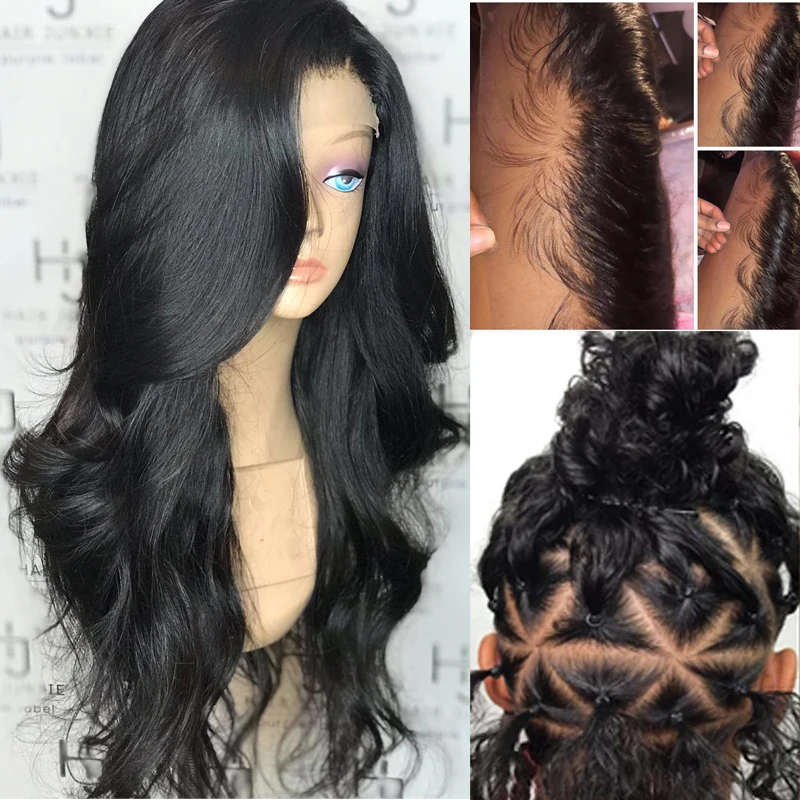 TRANSPARENT Full Lace Wig With Baby Hair Body Wave Glueless Brazilian Human Hair Wigs For Women Black Pre Plucked 130% Remy Wigs