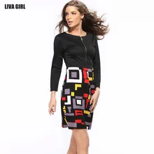 2016 New Womens Elegant Zipper font b Tartan b font Geometric Wear To Work Business Pencil