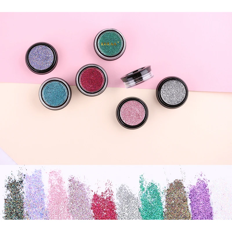 Manooby Sequins Eyeshadow 6Colors Single Palette Illuminator Makeup Metal Eye Shadow Pigment Cosmetics