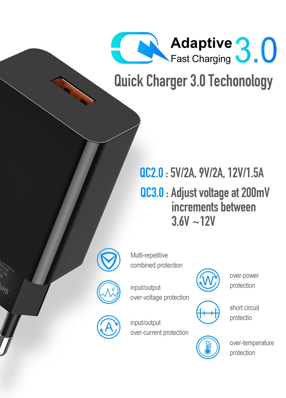 ROCK Quick Charge 3,0 18 Вт QC 3,0 4,0 быстрое зарядное устройство USB портативное зарядное устройство для мобильного телефона iPhone samsung Xiaomi huawei